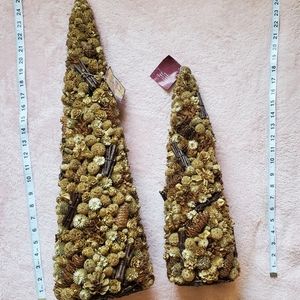 Set of Two Vintage 2000 Dried Autumn Vegetation Trees  24" & 18" Tall
